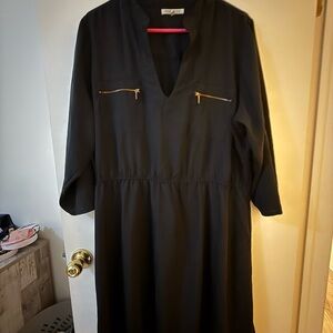 Speed Control Black V-Neck Dolman Sleeve Dress